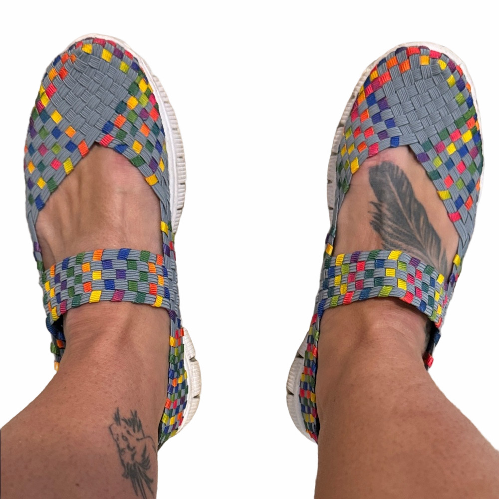 Colorful Woven Mary Jane Flats